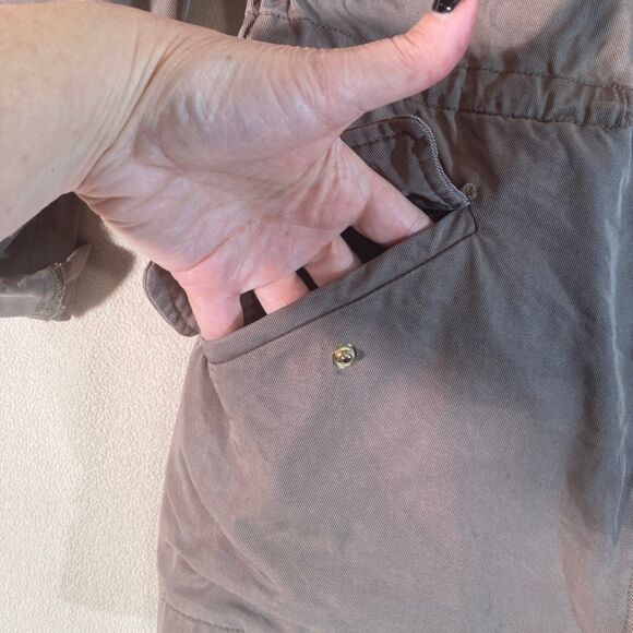 Bishop + Young Utility Jacket Sz S Taupe Brown Tencel Roll Tab Lightweight Coat - Picture 6 of 10